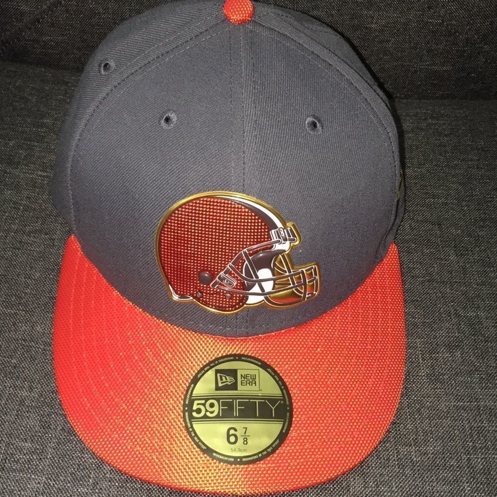 All new sewn Cleveland Browns helmet hat 2 tone Johnny Manziel fitted NFL cap SB